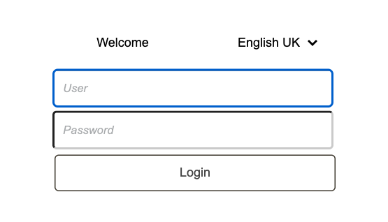 Login box with Language set to English UK
