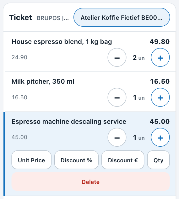 Ticket with a business customer