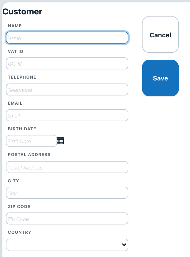 New customer form